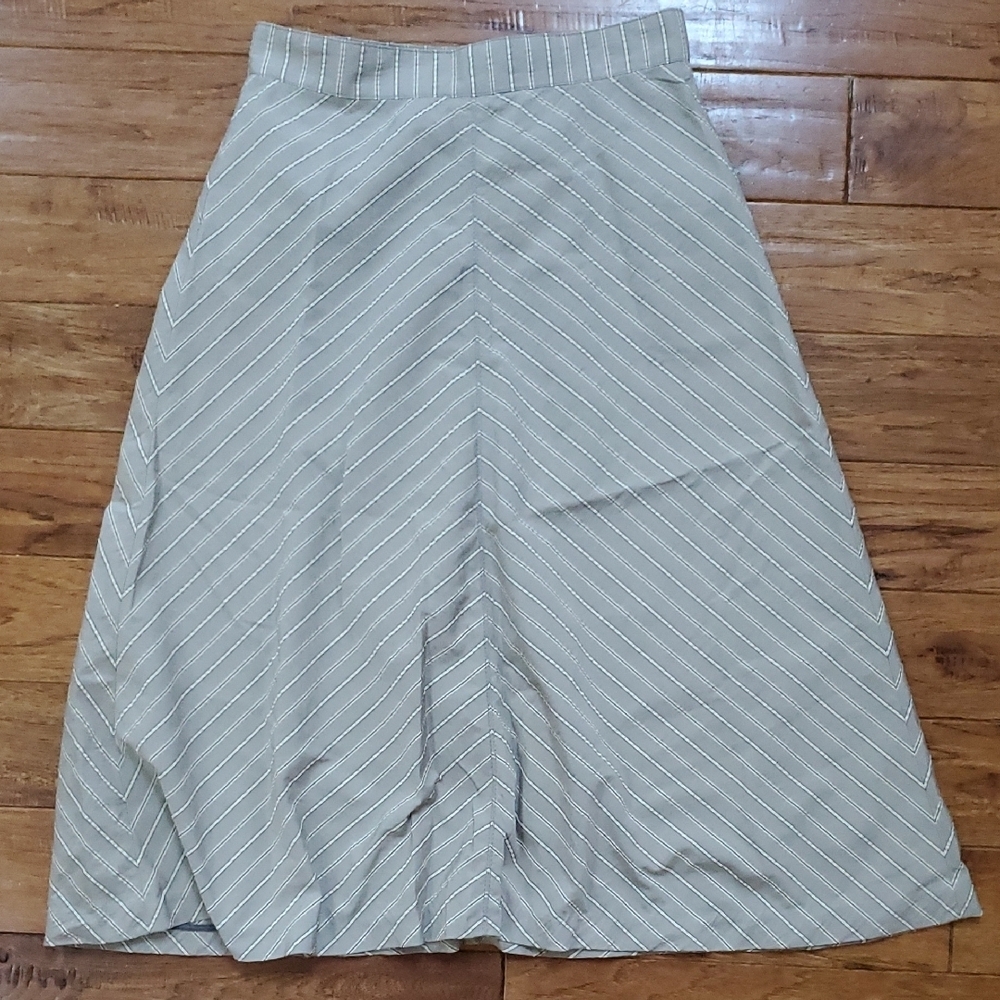Piazza Sempione Beige Chevron Striped A-Line Skirt